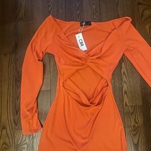 CBR Vibrant Orange Long Sleeve Dress